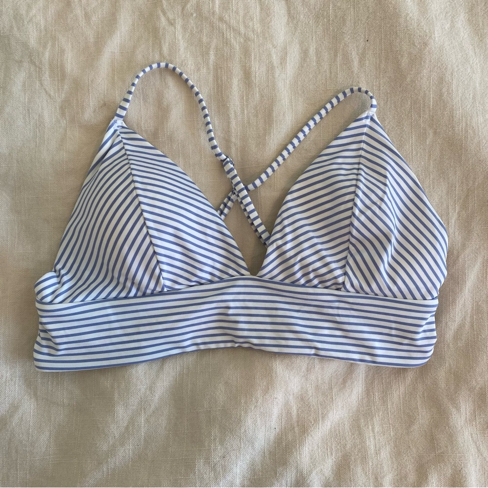 ~H&M blue and white stripped bikini top